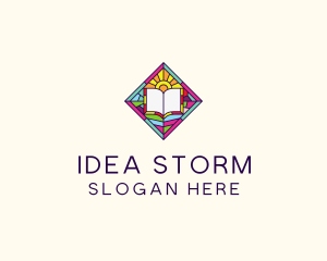 Religious Book Stained Glass logo design