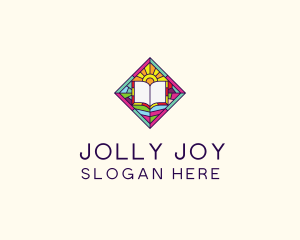 Religious Book Stained Glass logo design