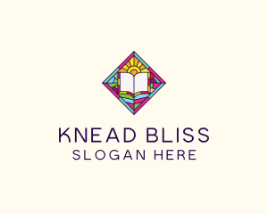 Religious Book Stained Glass logo design