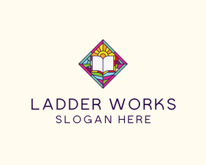 Religious Book Stained Glass logo design