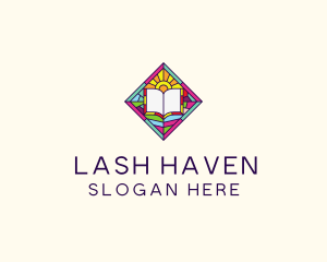 Religious Book Stained Glass logo design