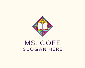 Religious Book Stained Glass logo design