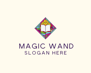 Religious Book Stained Glass logo design