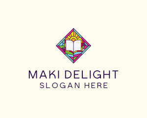 Religious Book Stained Glass logo design