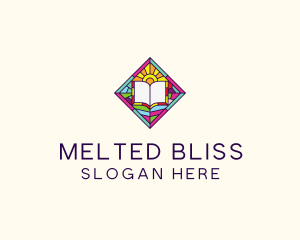 Religious Book Stained Glass logo design