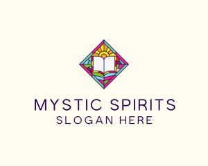 Religious Book Stained Glass logo design