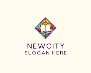 Religious Book Stained Glass logo design