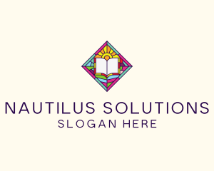 Religious Book Stained Glass logo design