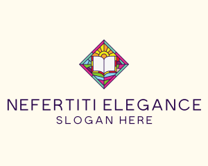 Religious Book Stained Glass logo design