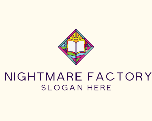 Religious Book Stained Glass logo design