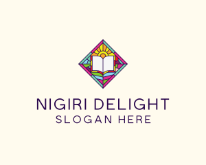 Religious Book Stained Glass logo design