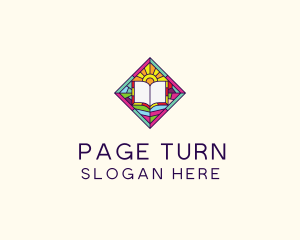 Book - Religious Book Stained Glass logo design