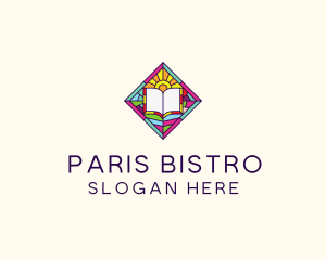 Religious Book Stained Glass logo design