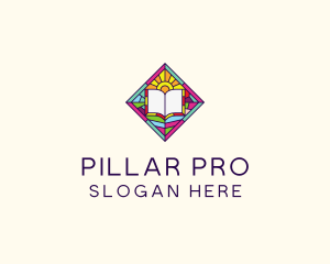 Religious Book Stained Glass logo design