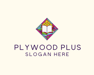 Religious Book Stained Glass logo design