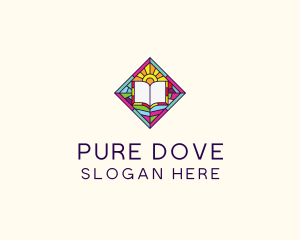 Religious Book Stained Glass logo design