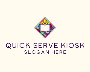 Religious Book Stained Glass logo design