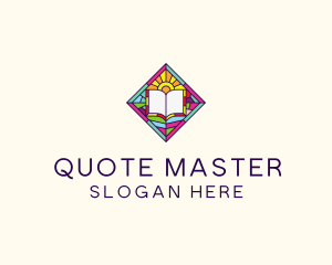 Religious Book Stained Glass logo design