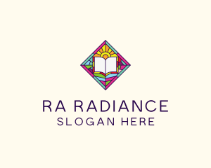 Religious Book Stained Glass logo design