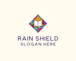 Religious Book Stained Glass logo design