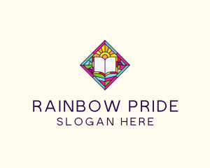 Religious Book Stained Glass logo design