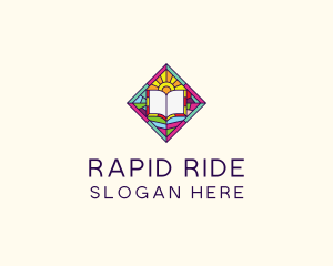 Religious Book Stained Glass logo design