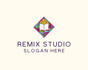 Religious Book Stained Glass logo design