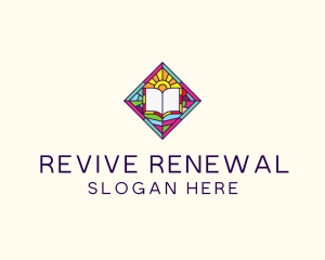 Religious Book Stained Glass logo design