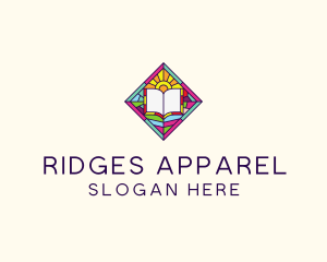 Religious Book Stained Glass logo design