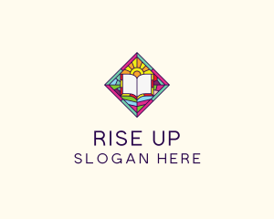 Religious Book Stained Glass logo design