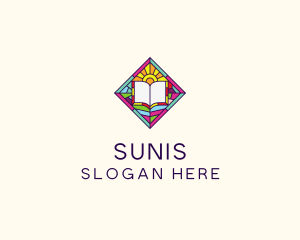 Religious Book Stained Glass logo design