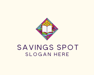 Religious Book Stained Glass logo design