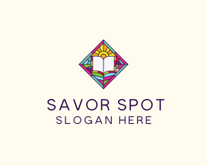 Religious Book Stained Glass logo design