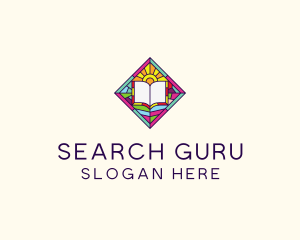 Religious Book Stained Glass logo design