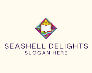 Religious Book Stained Glass logo design