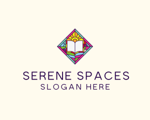 Religious Book Stained Glass logo design