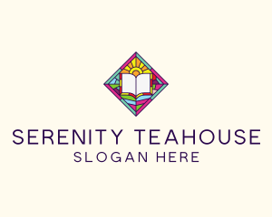 Religious Book Stained Glass logo design