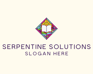 Religious Book Stained Glass logo design