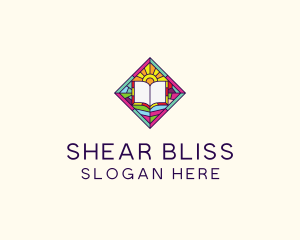 Religious Book Stained Glass logo design