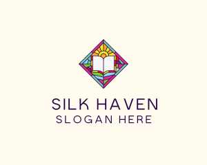 Religious Book Stained Glass logo design