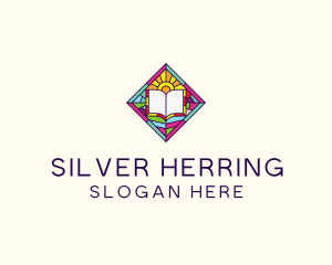 Religious Book Stained Glass logo design