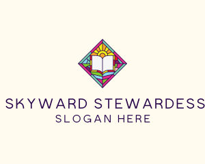 Religious Book Stained Glass logo design