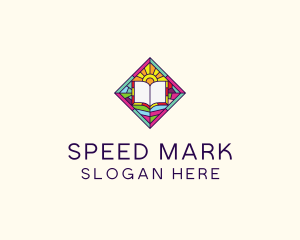 Religious Book Stained Glass logo design