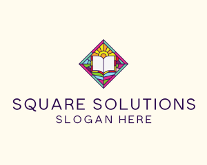 Religious Book Stained Glass logo design