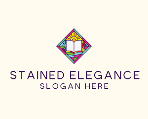 Religious Book Stained Glass logo design