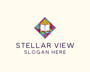 Religious Book Stained Glass logo design