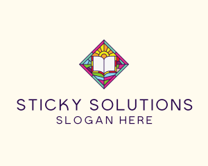 Religious Book Stained Glass logo design