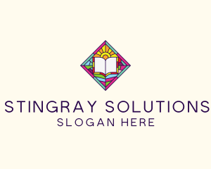 Religious Book Stained Glass logo design