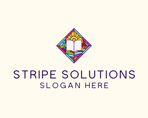 Religious Book Stained Glass logo design