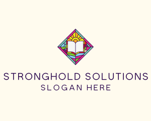 Religious Book Stained Glass logo design